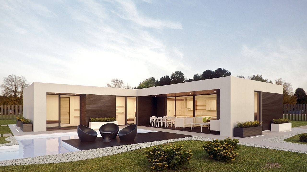 Chalet moderno de una planta con piscina y jardín, como los que se alquilan en Pozuelo de Alarcón